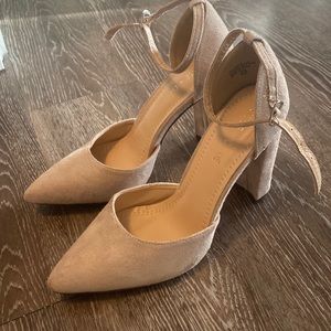 Nude Faux-Suede Heels